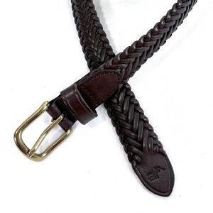 Polo Ralph Lauren Brown Woven Leather Belt Brass Buckle Women Size 30